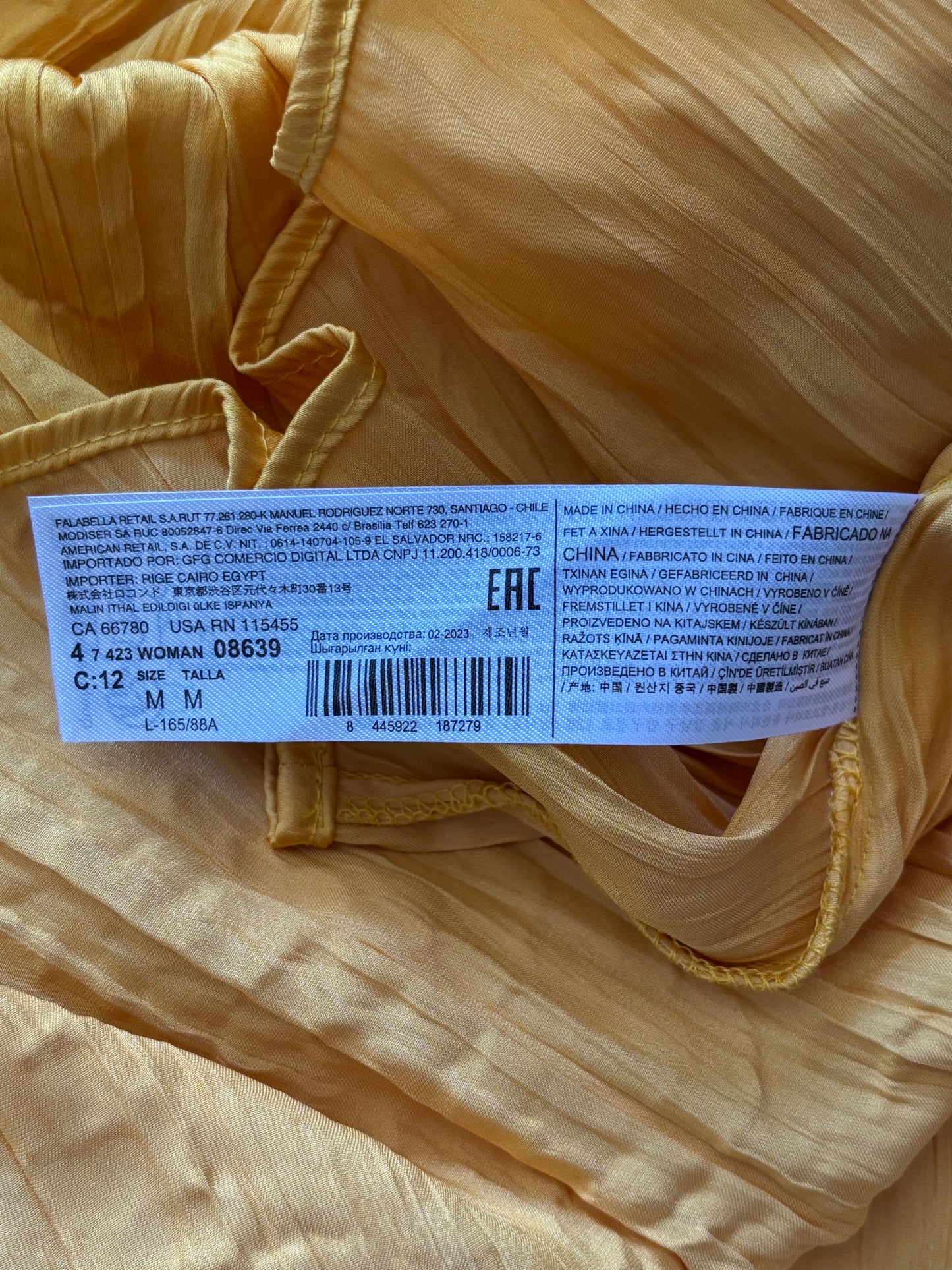 MANGO Yellow Pleated Satin Cut-Out Midi Dress Size Medium