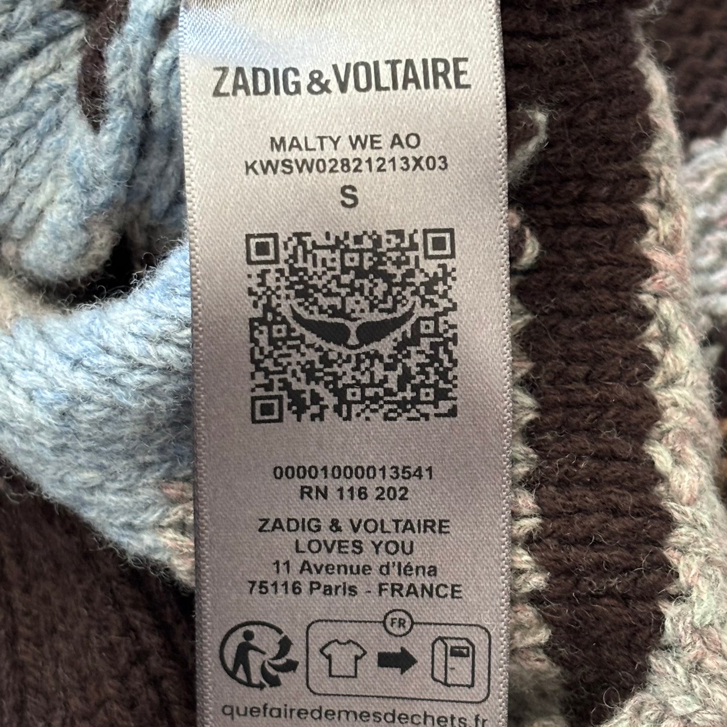 ZADIG & VOLTAIRE Malty Camouflage Merino Wool Sweater Size Small