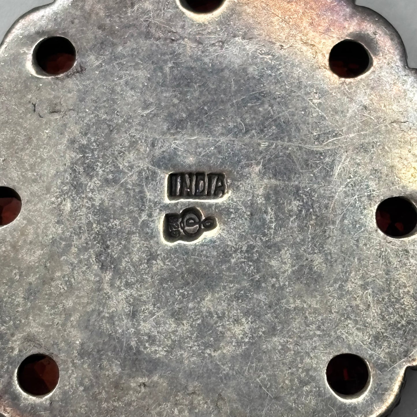 Artisan Sterling Silver Rainbow Moonstone & Garnet Pendant