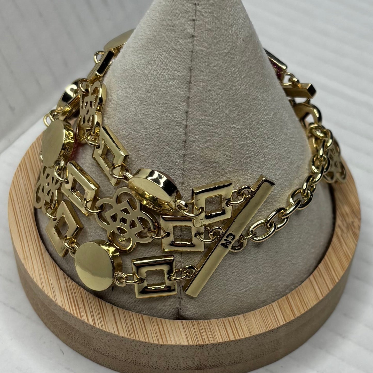 VALESKA Mixed Gem & Clover Multi-Strand Statement Bracelet