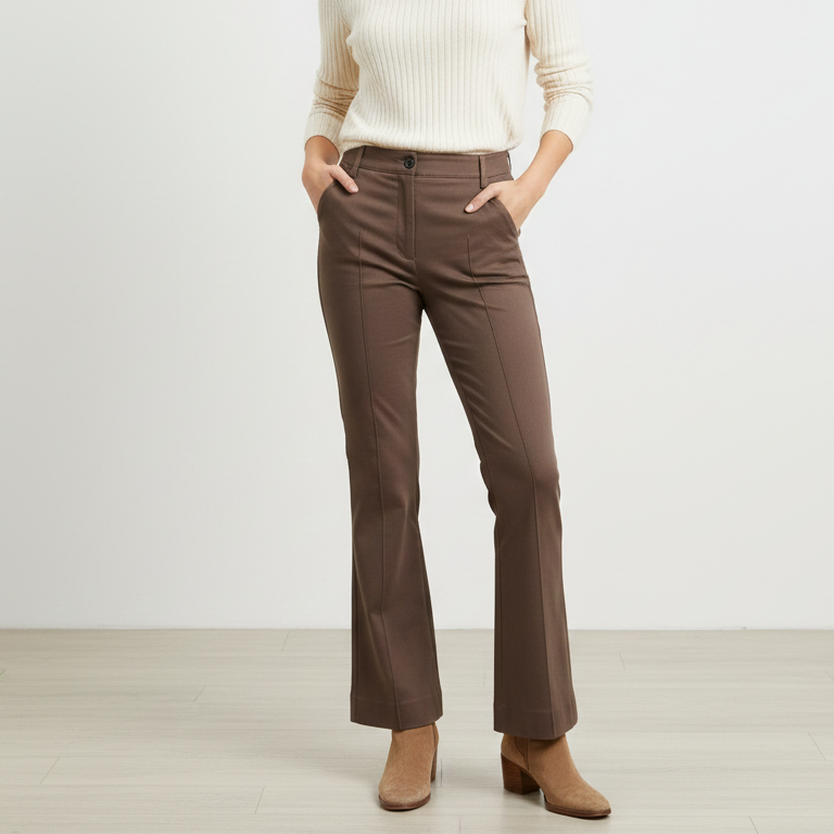 REISS Florence High-Rise Flared Trousers in Mink Size 10