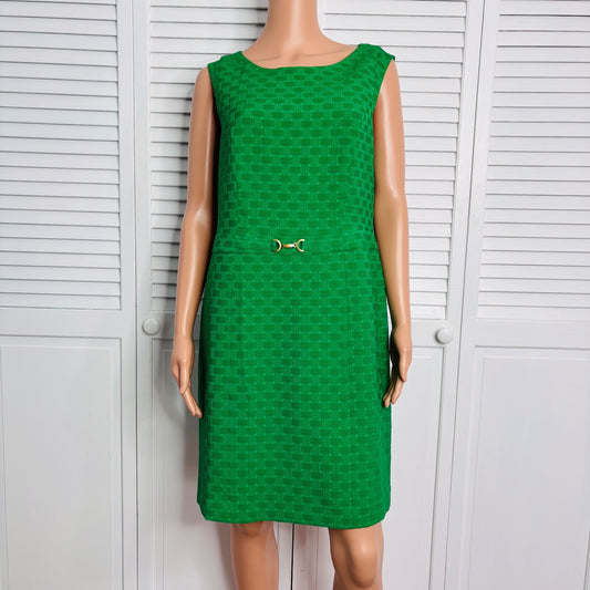 TALBOTS Green Textured Sleeveless Sheath Dress Size 12P