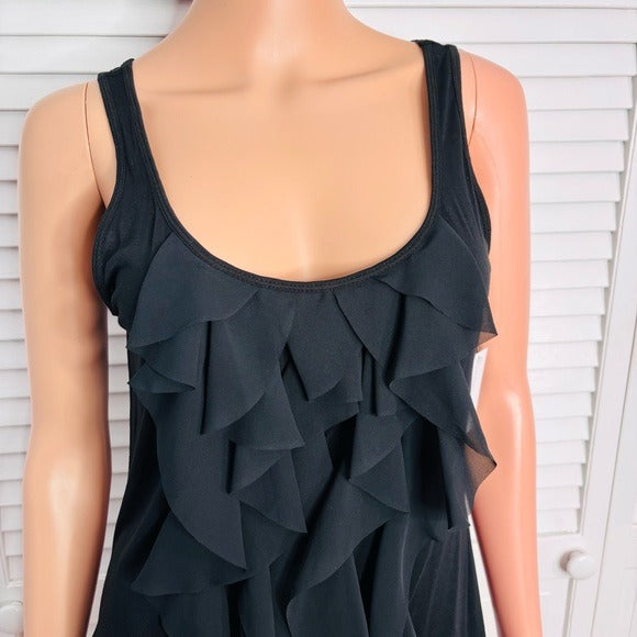 NEW NEW YORK & COMPANY Black Ruffle Front Tank Top Size Large