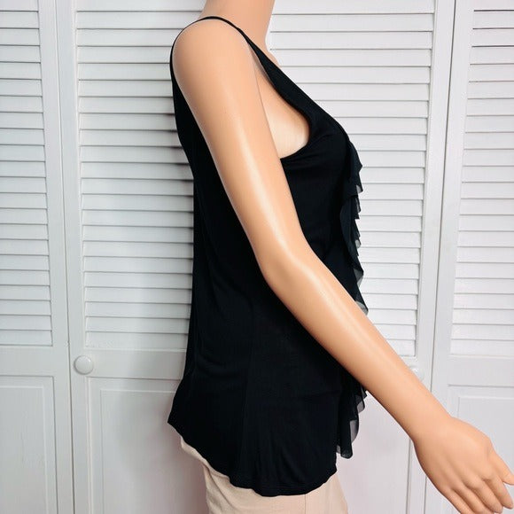 NEW NEW YORK & COMPANY Black Ruffle Front Tank Top Size Large