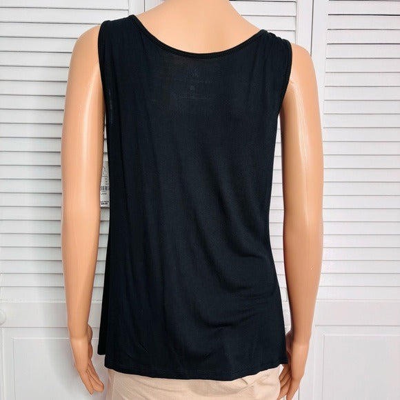 NEW NEW YORK & COMPANY Black Ruffle Front Tank Top Size Large