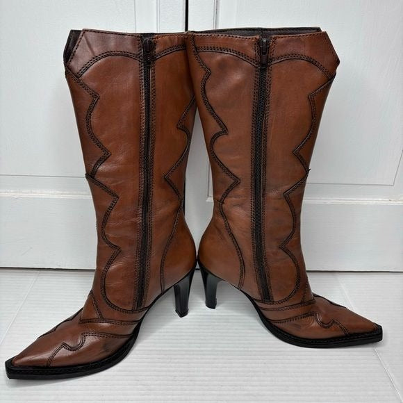 LUICHINY City Nights Knee-High Cognac Boot Size 7