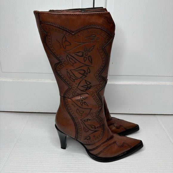 LUICHINY City Nights Knee-High Cognac Boot Size 7