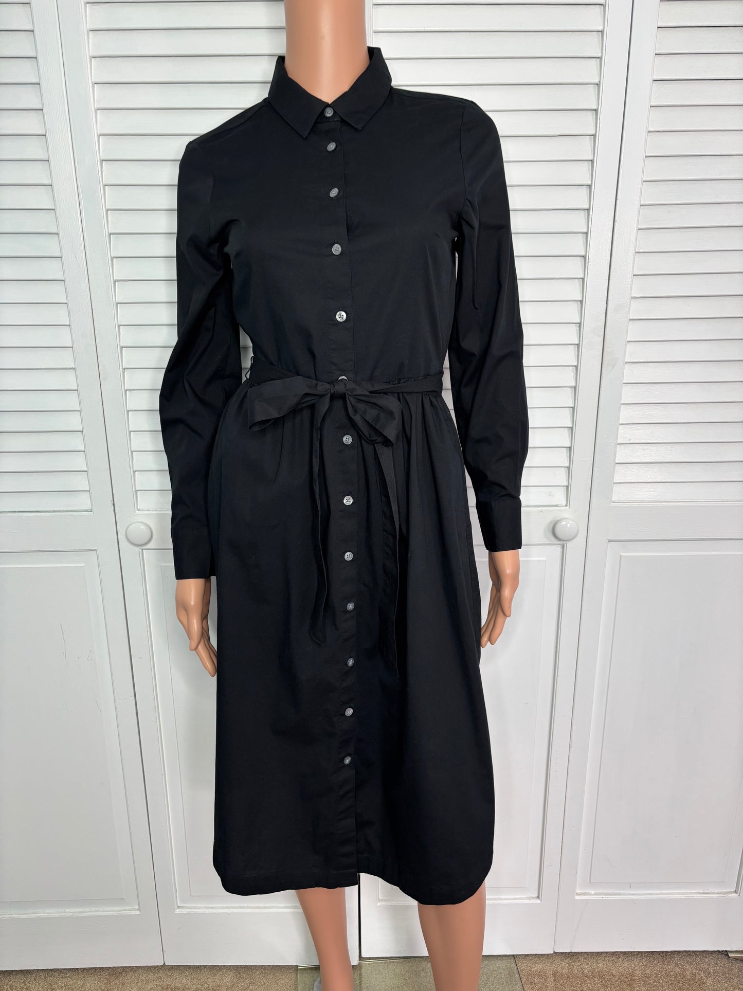 New J. CREW Factory Long-Sleeve Poplin Shirt-Dress in Black Size 00