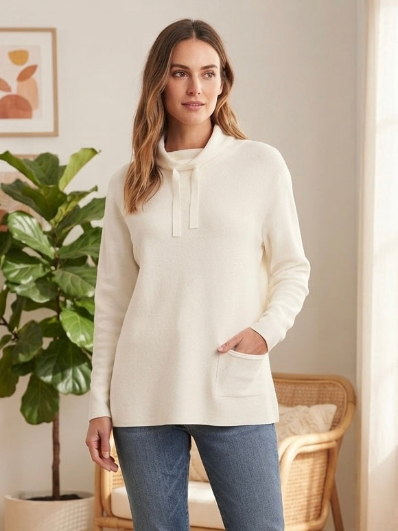 CHARLIE B Ottoman Knit Funnel Neck Sweater Size Medium