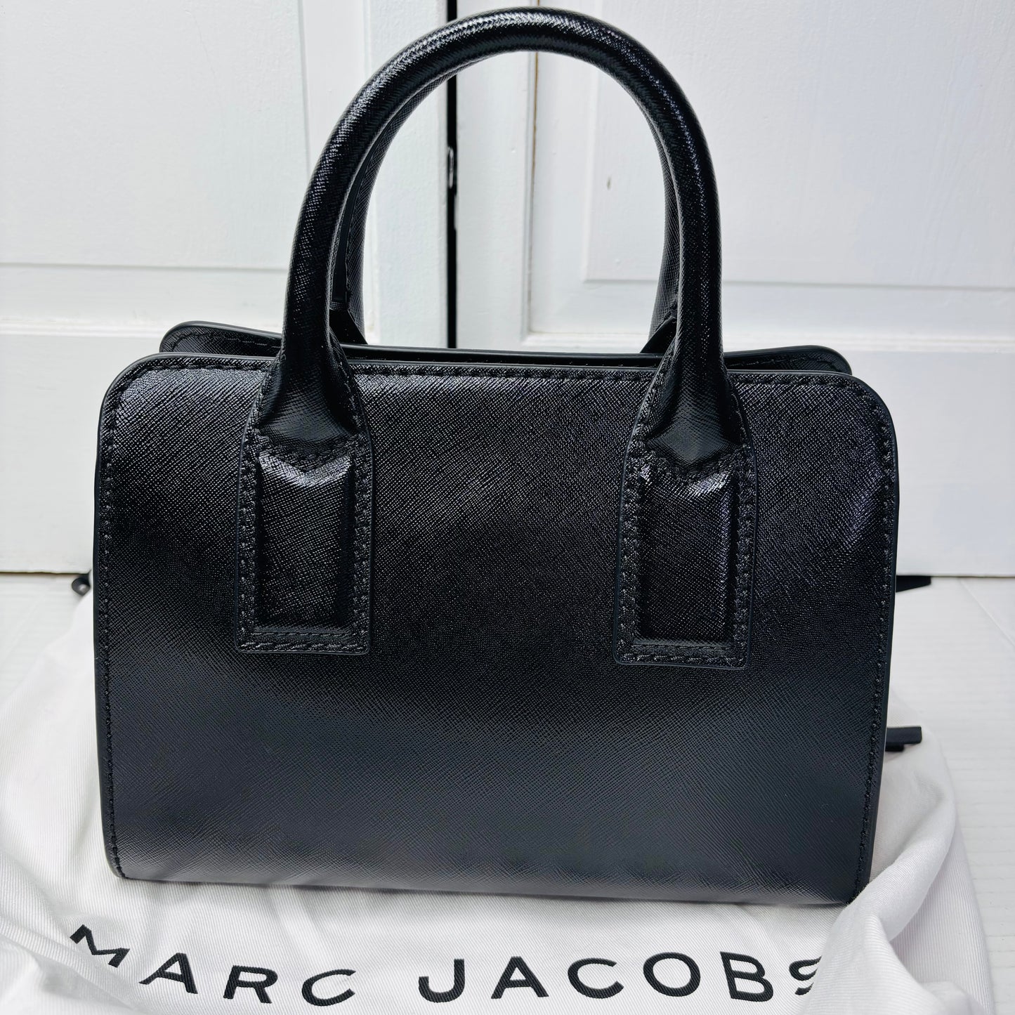 MARC JACOBS Little Big Shot DTM Saffiano Leather Satchel in All Black