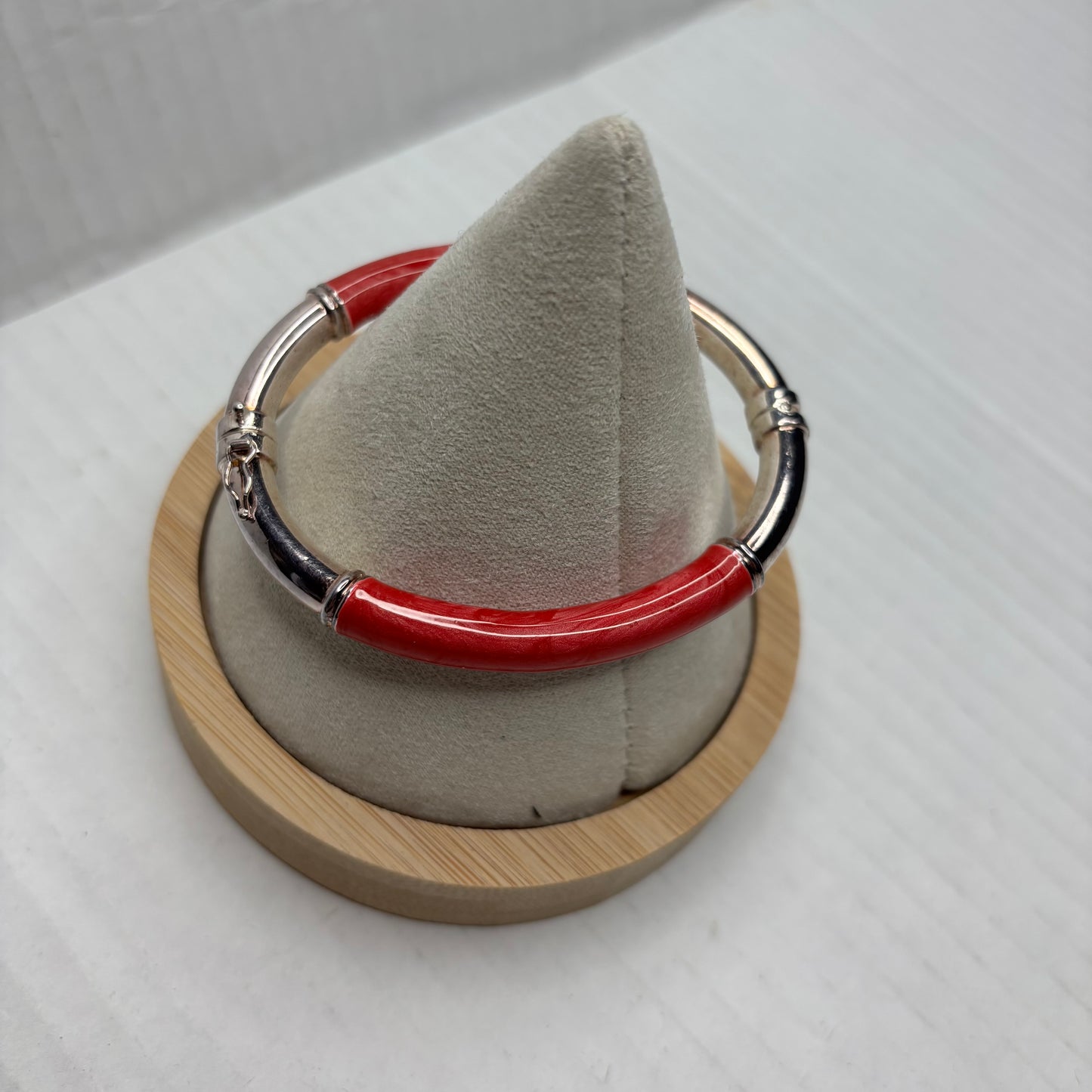 MILOR ITALY Sterling Silver & Pink Resin Bangle Bracelet