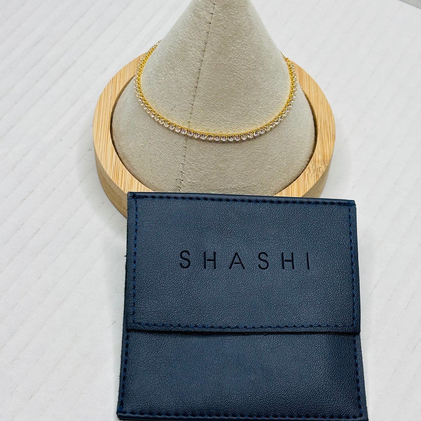 New SHASHI Gold-Tone CZ Adjustable Slider Tennis Bracelet