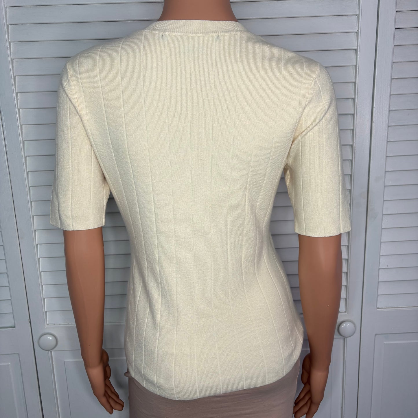 FRENCH CONNECTION Marley Knit Wide Rib Top in Porcelain Size Medium
