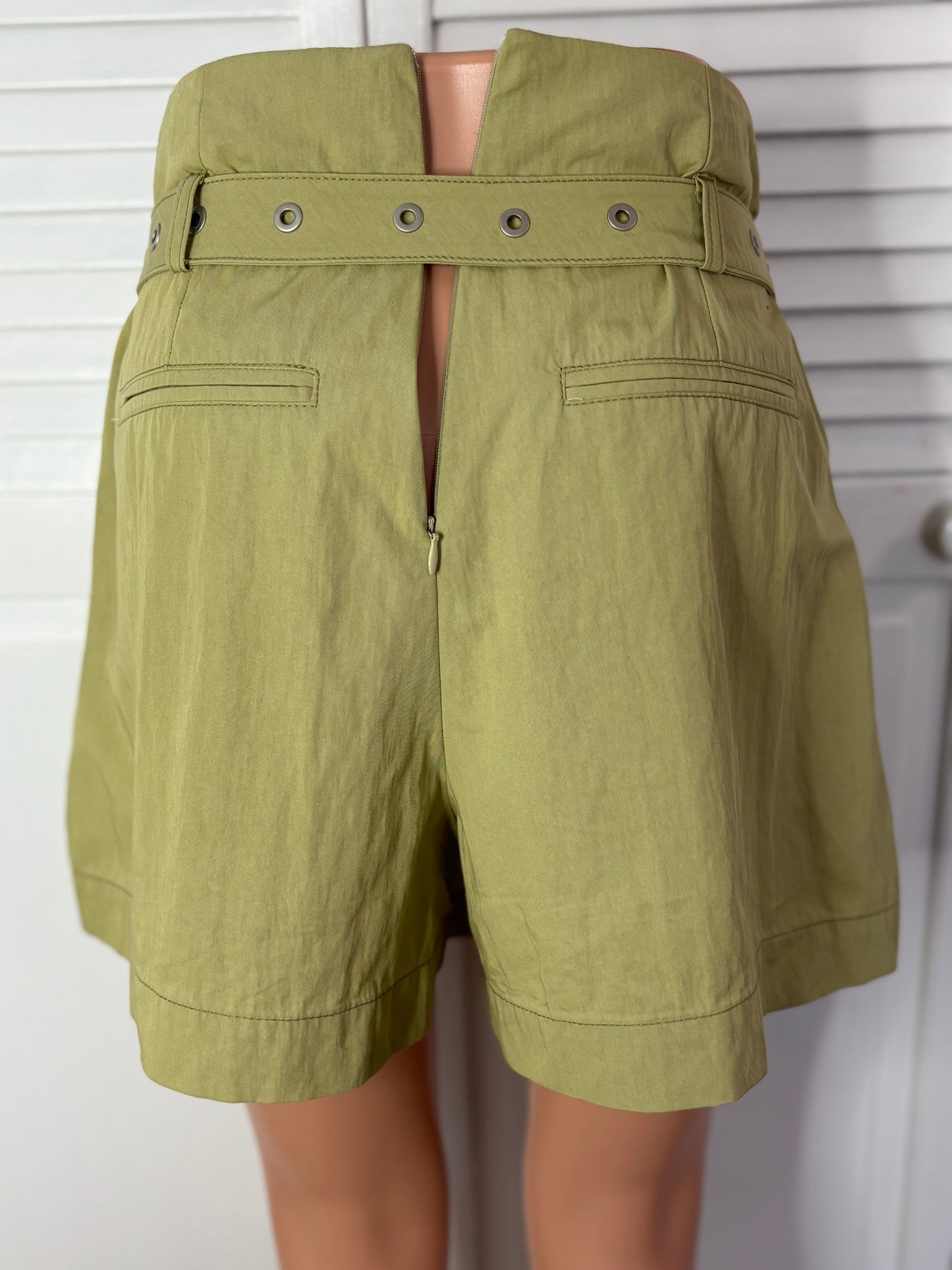 NOCTURNE Olive Green Belted Utility Skort Size Large