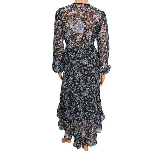 New BUDDY LOVE Aisha High-Low Chiffon V-Necktie Ruffle Dress Size XS