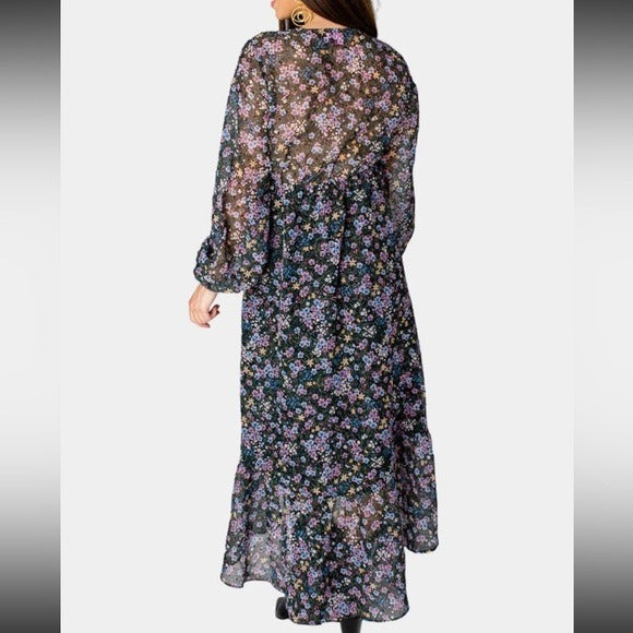 New BUDDY LOVE Aisha High-Low Chiffon V-Necktie Ruffle Dress Size XS