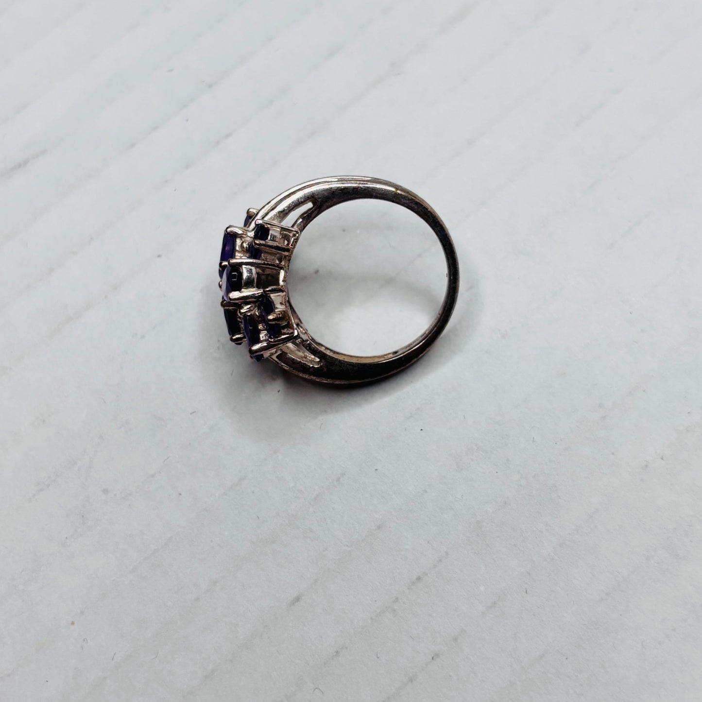Marquise Cut Vintage Purple Lolite Sterling Silver Cocktail Ring Size 6
