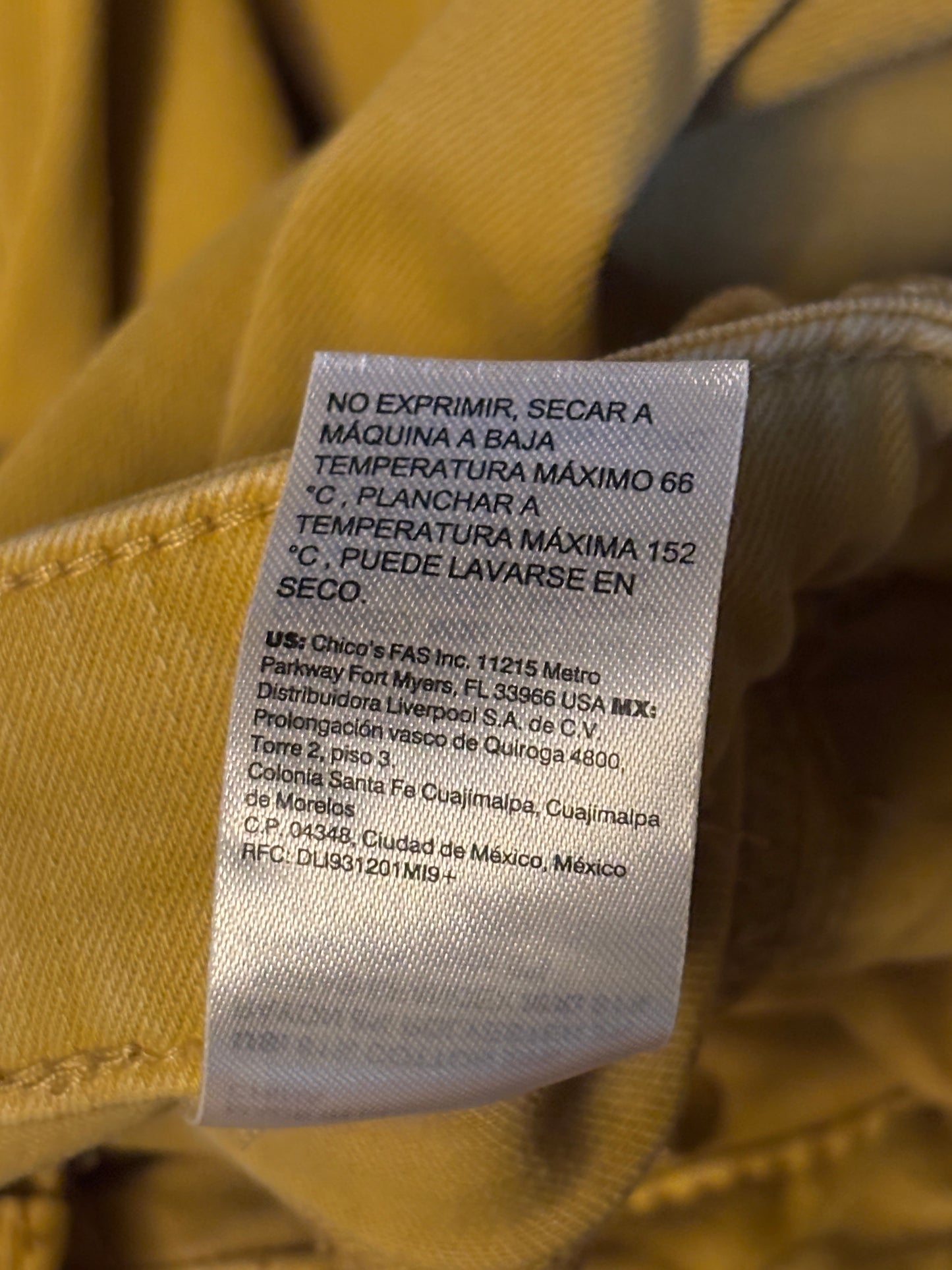 CHICO’S Mustard Yellow Girlfriend Slim Leg Ankle Jeans Size 8R