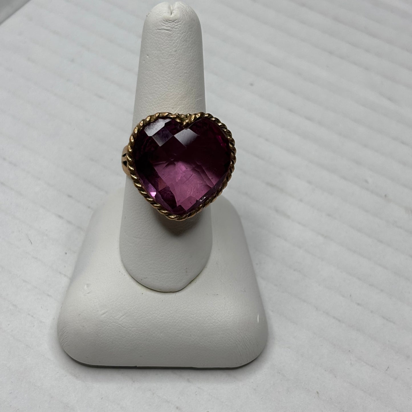 SAJEN Vintage Artisan Heart Amethyst Statement Ring Size 8