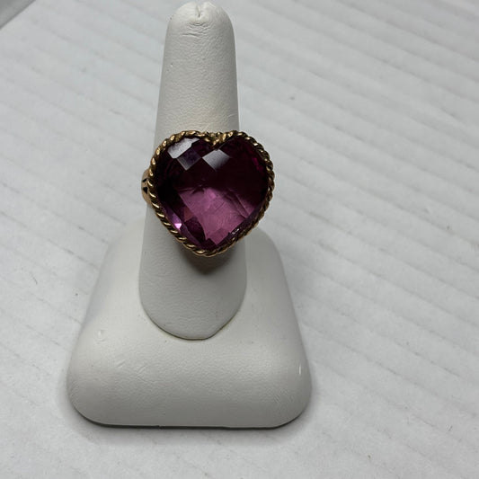 SAJEN Vintage Artisan Heart Amethyst Statement Ring Size 8