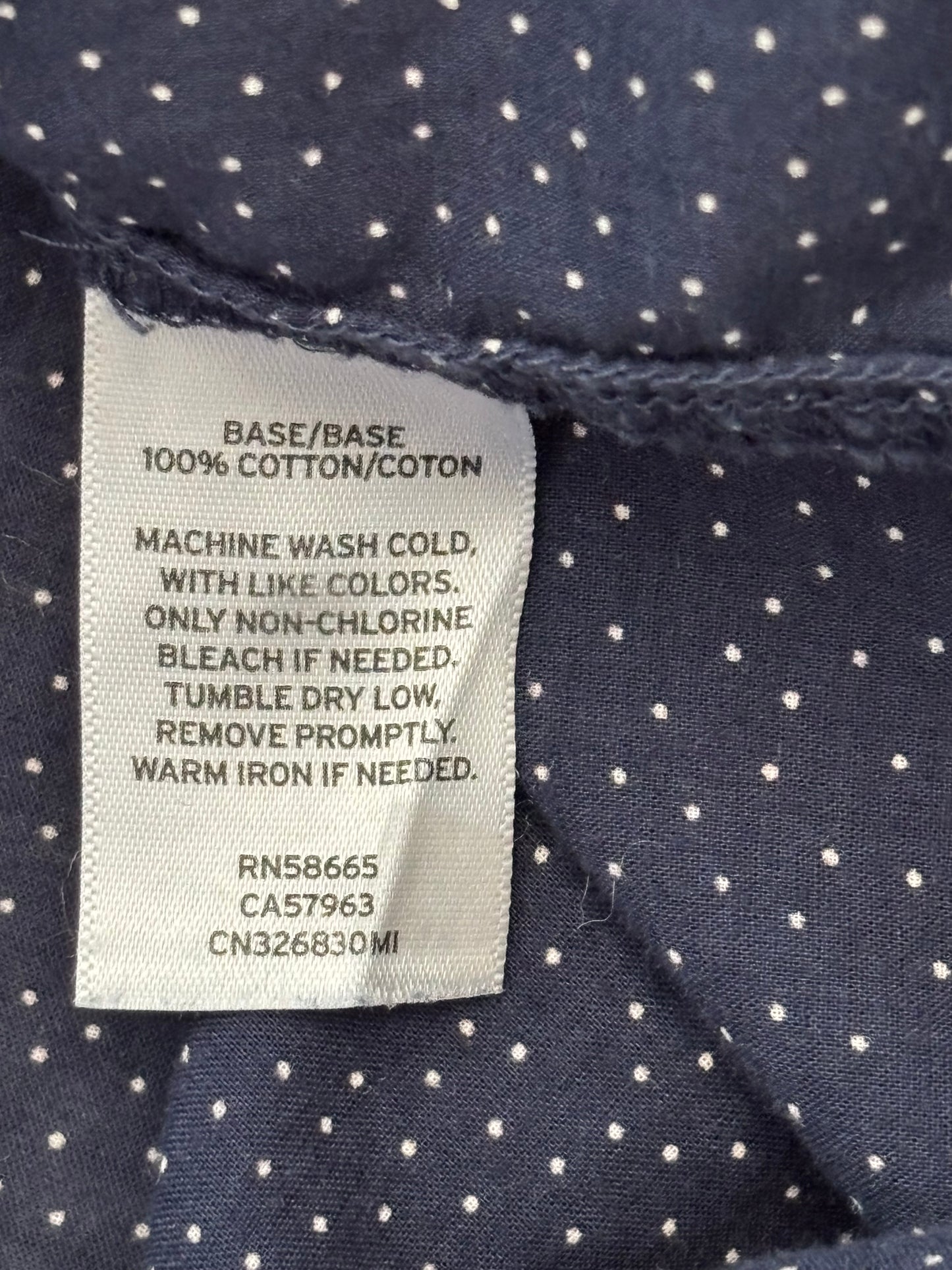 CASLON Navy Polka Dot Popover Blouse Size Medium