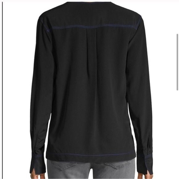 RAG & BONE Black Shields V-Neck Silk Blouse Size Medium