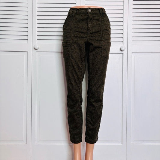 JOIE Mob Wife Edgy French Army Animal Print Skinny Ankle Pants Size 30