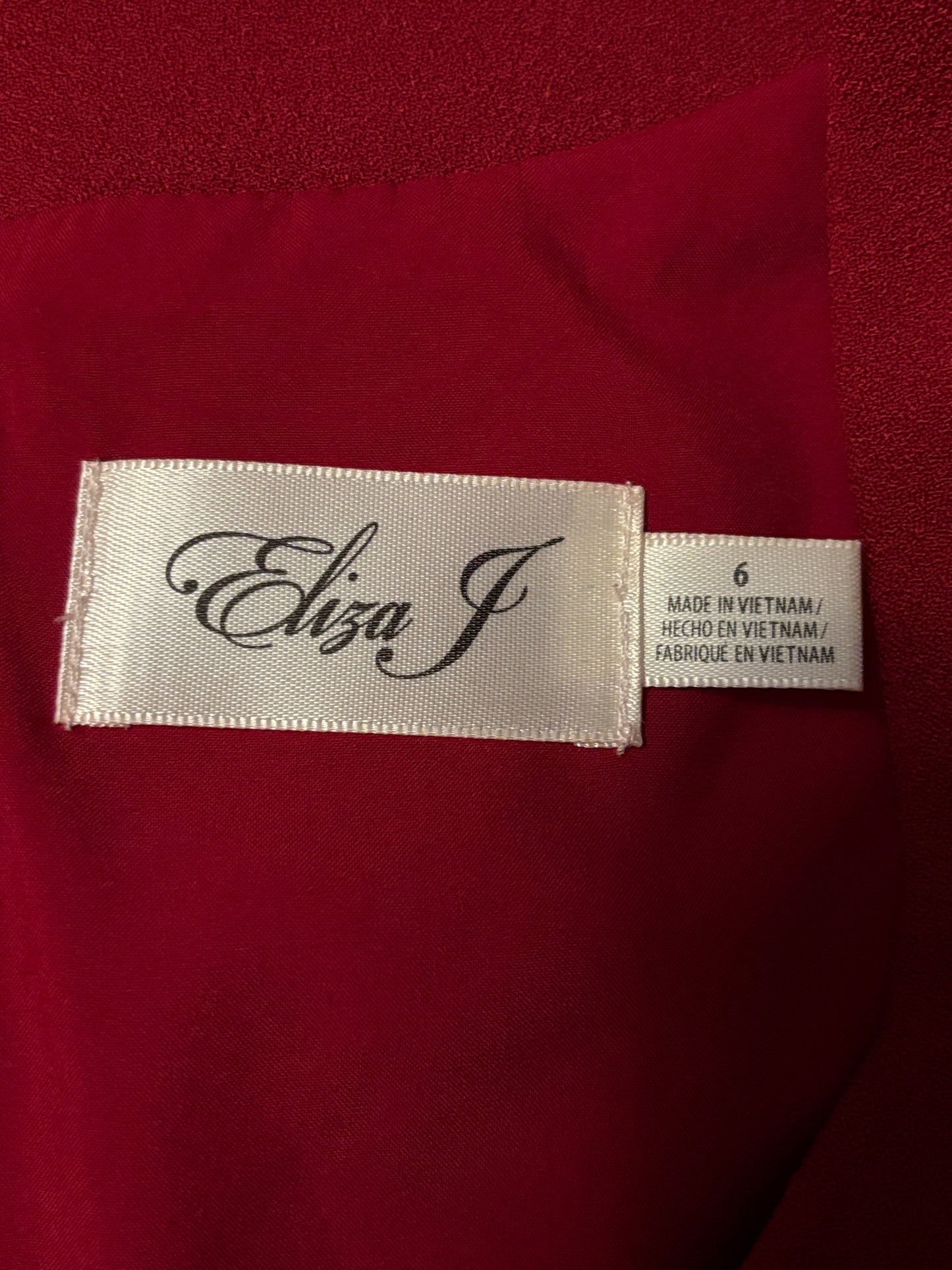 ELIZA J Red Ruffle Sleeve Crepe Sheath Dress Size 6
