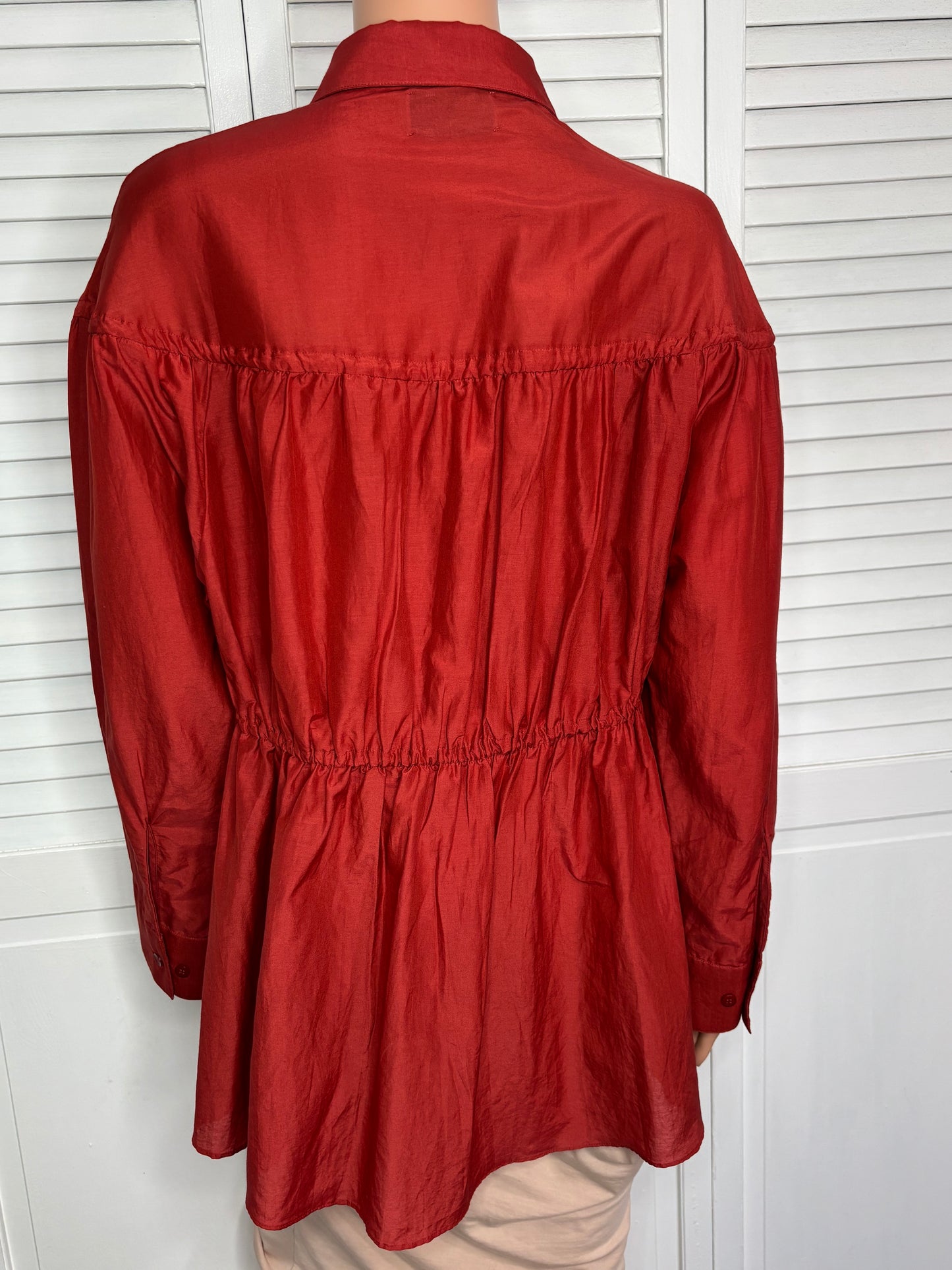 MODERN CITIZEN Kia Tie-Front Cotton Silk Tunic Blouse Size Medium