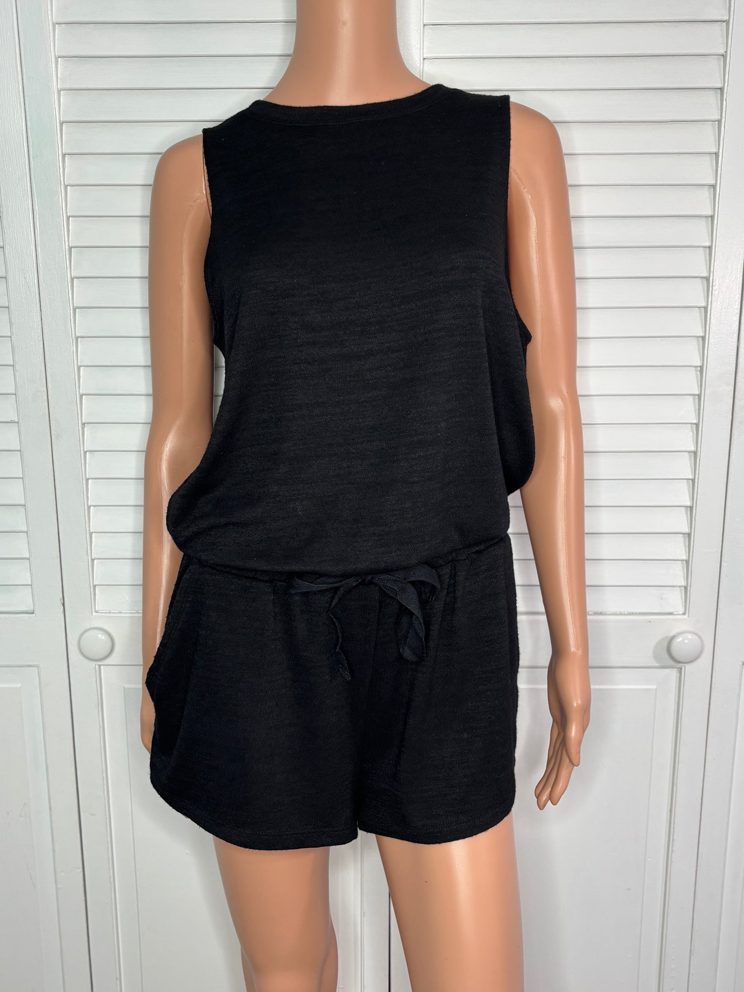 WILFRED FREE Izabel Black Jersey Knit Tie-Waist Romper Size Medium