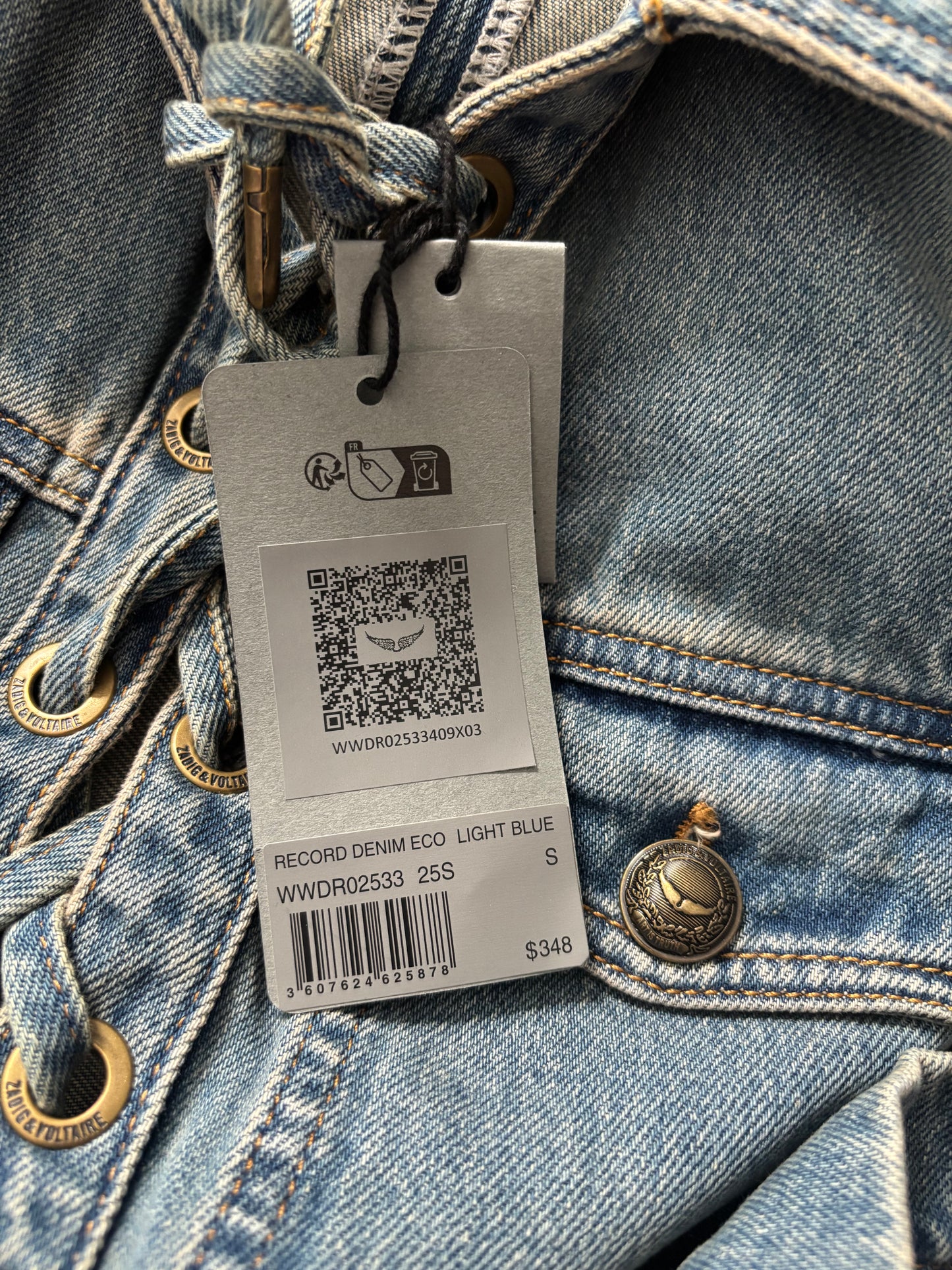 ZADIG & VOLTAIRE Blue Record Denim Eco Dress Size Small