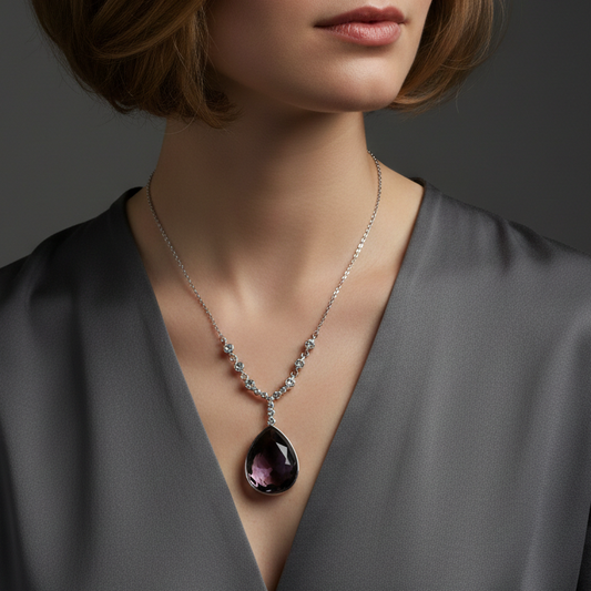 SWAROVSKI Pear-Cut Amethyst Purple Crystal Pendant Necklace