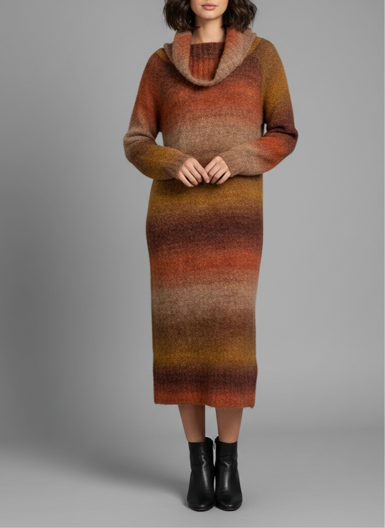 CASLON Ombré Mock Neck Sweater Dress in Sunset Orange Size Medium