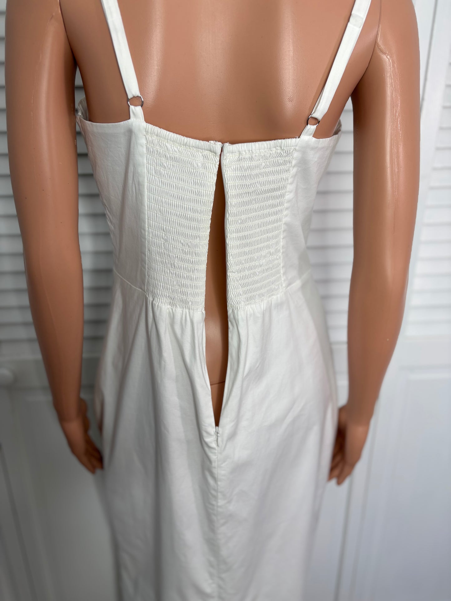 REFORMATION Stormi White Organic Cotton Midi Dress Size 10