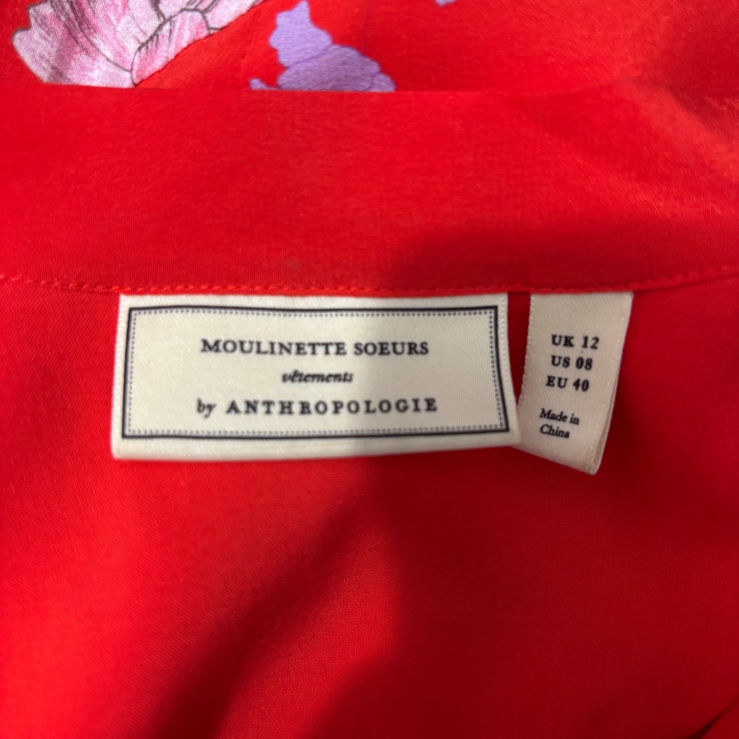 ANTHROPOLOGIE Moulinette Soeurs Lilly Silk Tie-Neck Midi Dress Size 8