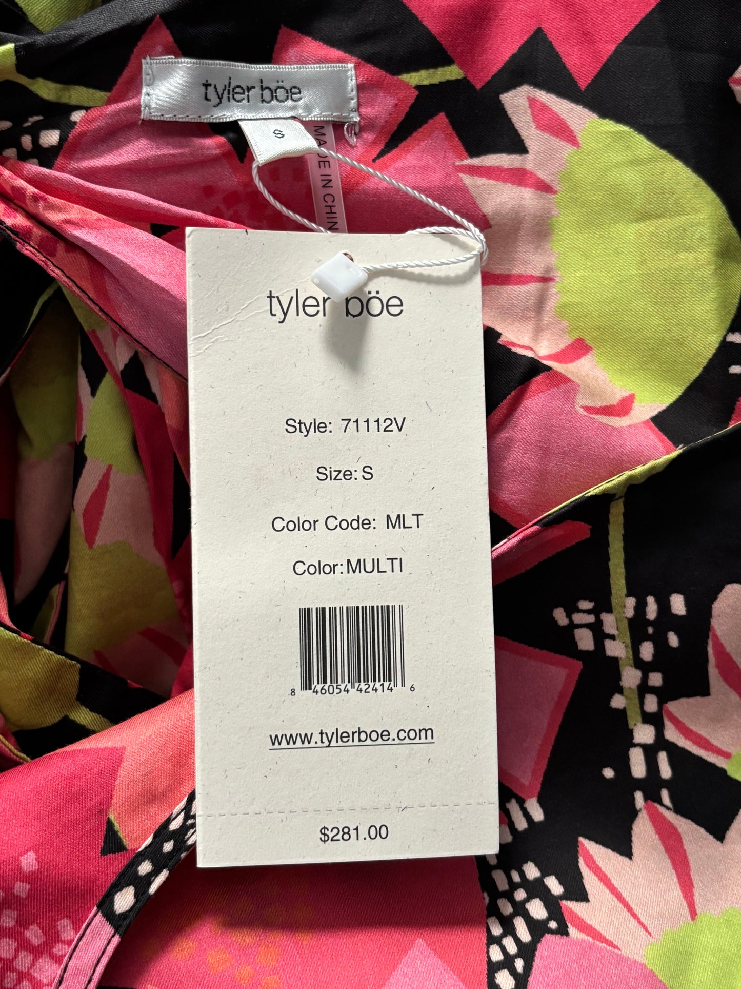 New TYLER BOE Brit Abstract Floral Tie Dress Size Small