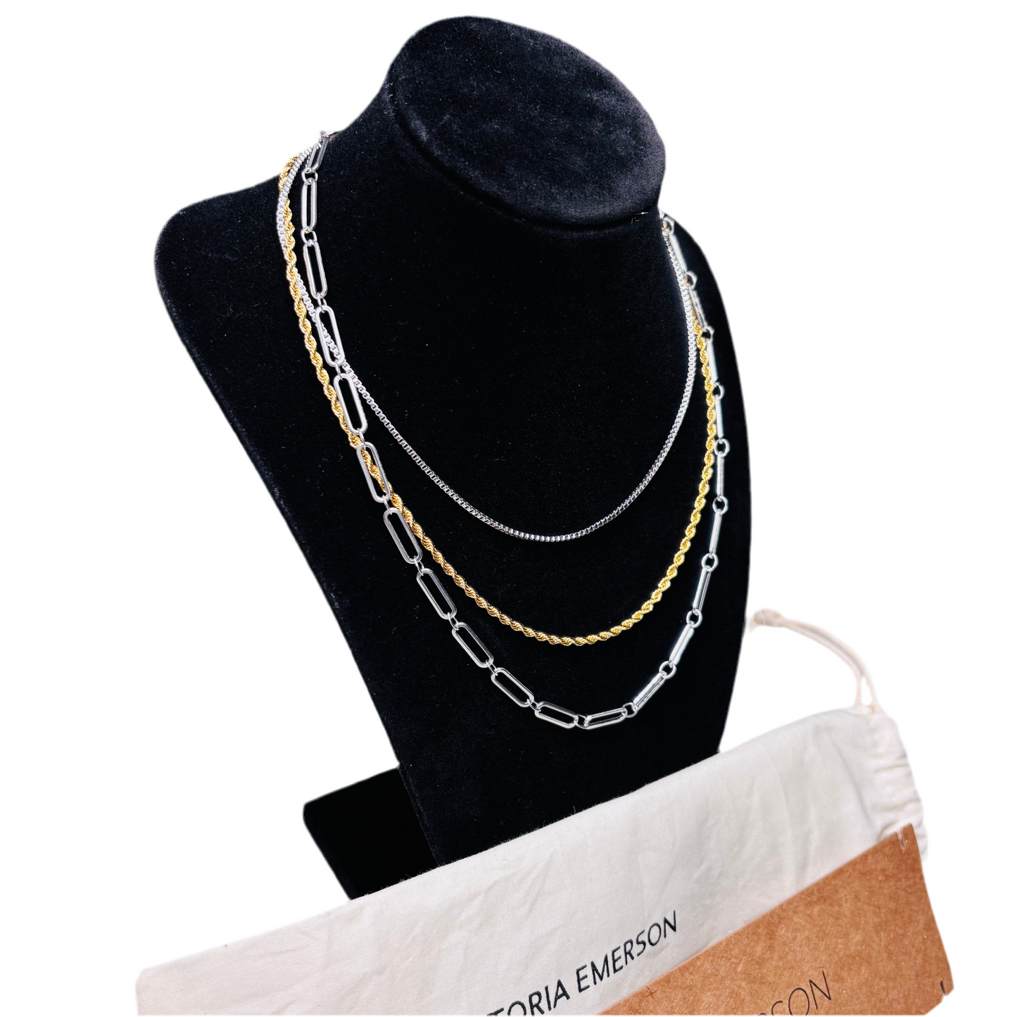 *New* VICTORIA EMERSON Corrine Layered Mixed Metals Chain Necklace