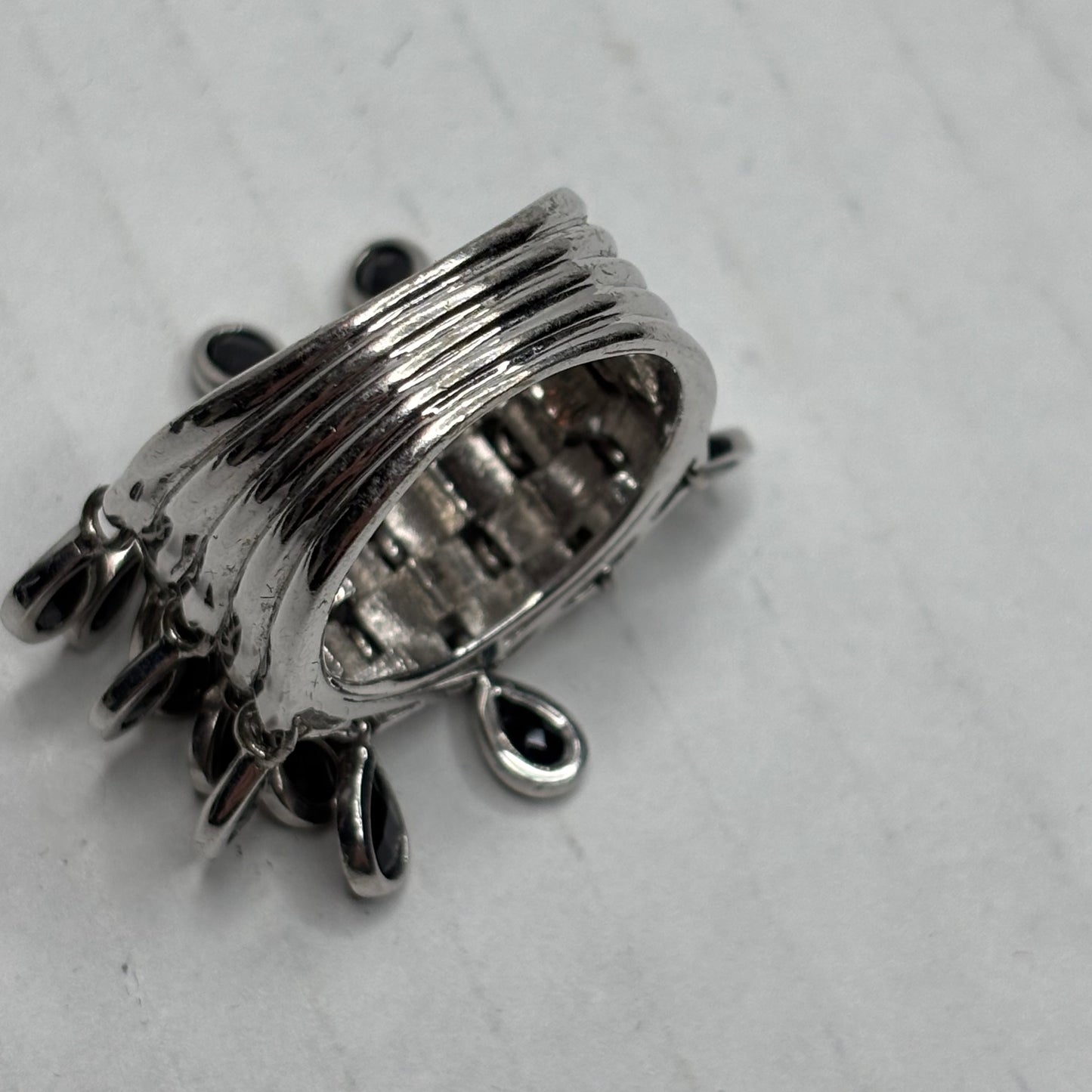 MICHAEL VALITUTTI Gems en Vogue Sterling Silver Black Spinel Shaker Ring Size 8