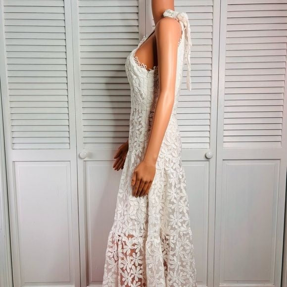 *NEW* LOST + WANDER Madonna Lily Lace One-Shoulder Maxi Dress Size Medium