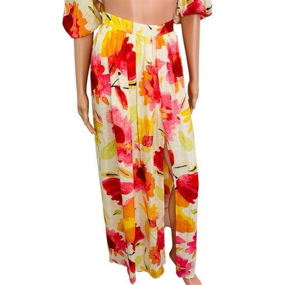 NEW RUMER Coco & Lola Exclusive Floral Print Camille Crop Top & Sunshine Skirt