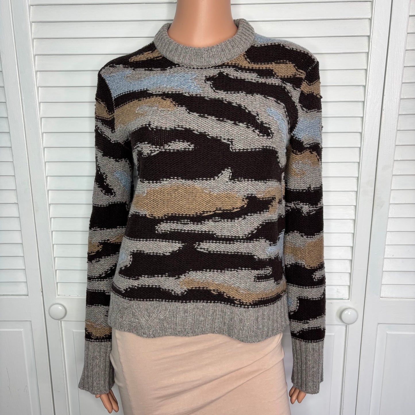 ZADIG & VOLTAIRE Malty Camouflage Merino Wool Sweater Size Small