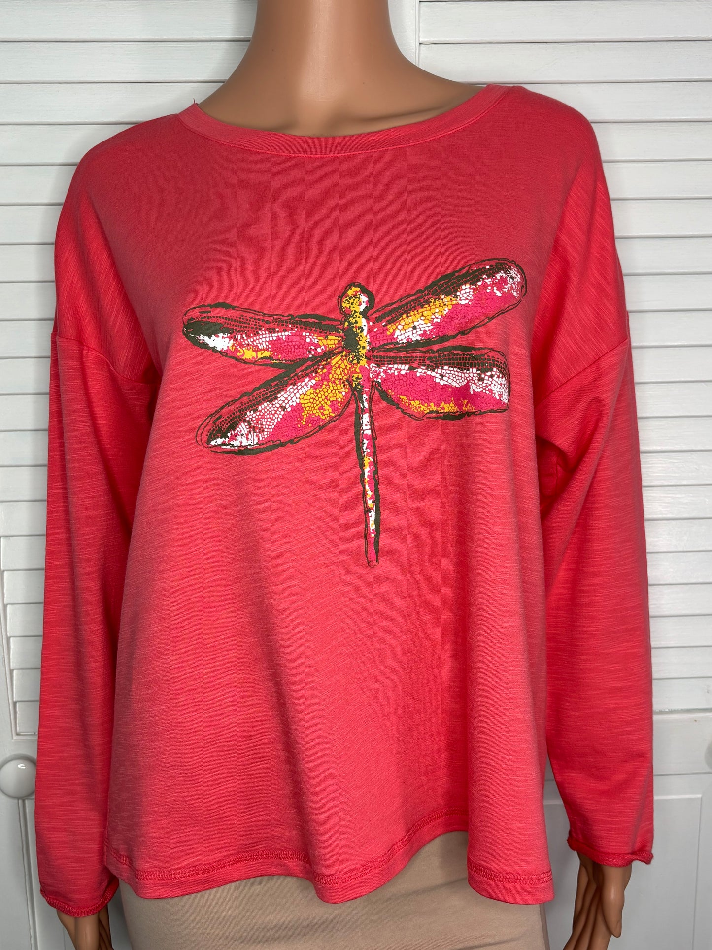 ESCAPE by Habitat Dragonfly Coral Pullover Top Size Small