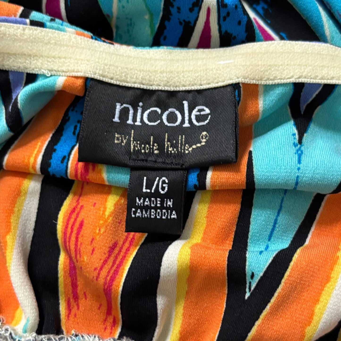 NICOLE by Nicole Miller Geometric Ikat High-Low Maxi Dress Size Large