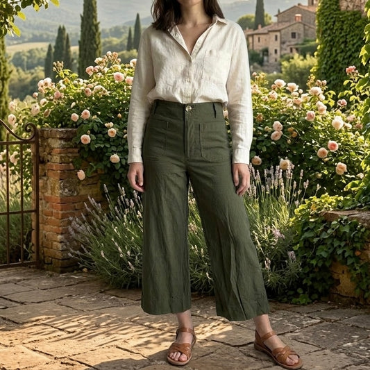 MAEVE Anthropologie The Colette Crop Wide-Leg Pants Size 27
