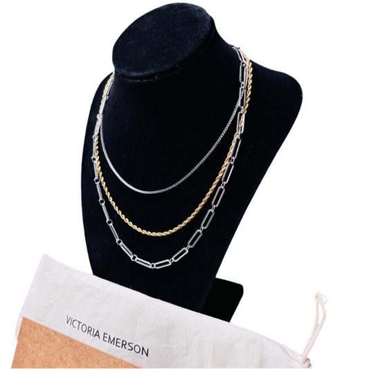 *New* VICTORIA EMERSON Corrine Layered Mixed Metals Chain Necklace