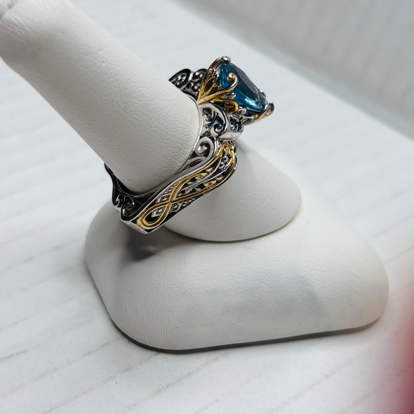 MICHAEL VALITUTTI Blue Topez Sterling Silver Ring Size 8