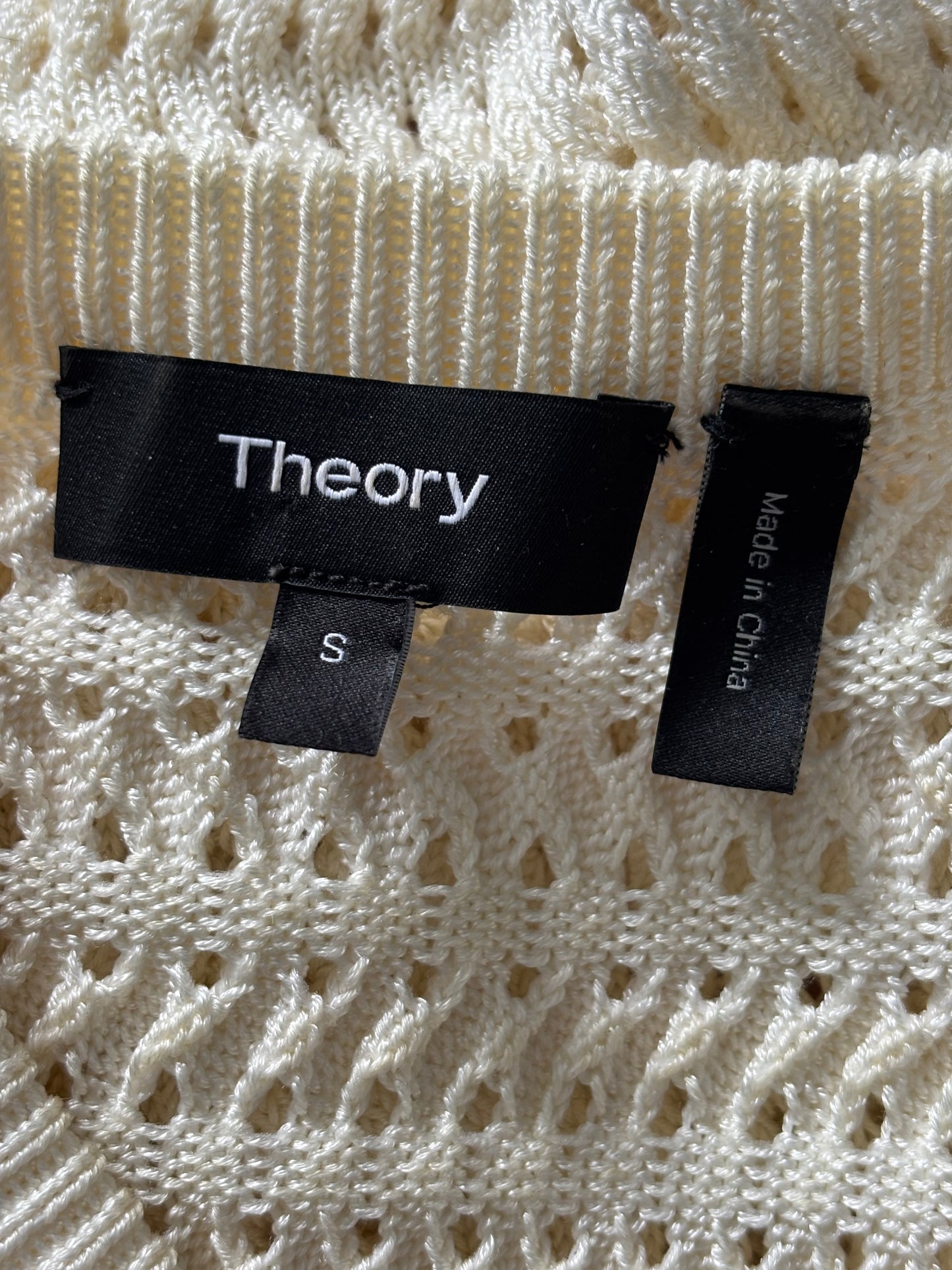 THEORY Cheri Textured Pointelle Knit Tank Top in Ivory Size Small