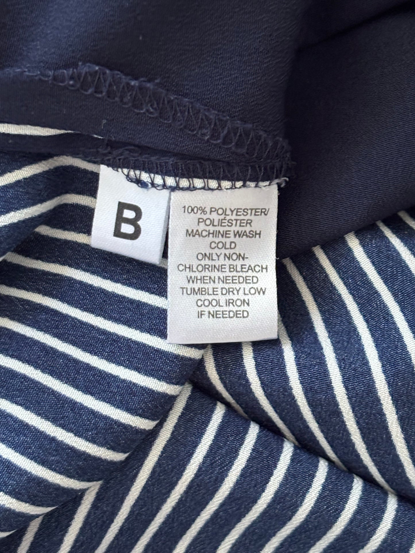 ANN TAYLOR LOFT Navy Striped Shift Dress With Pockets Size Medium