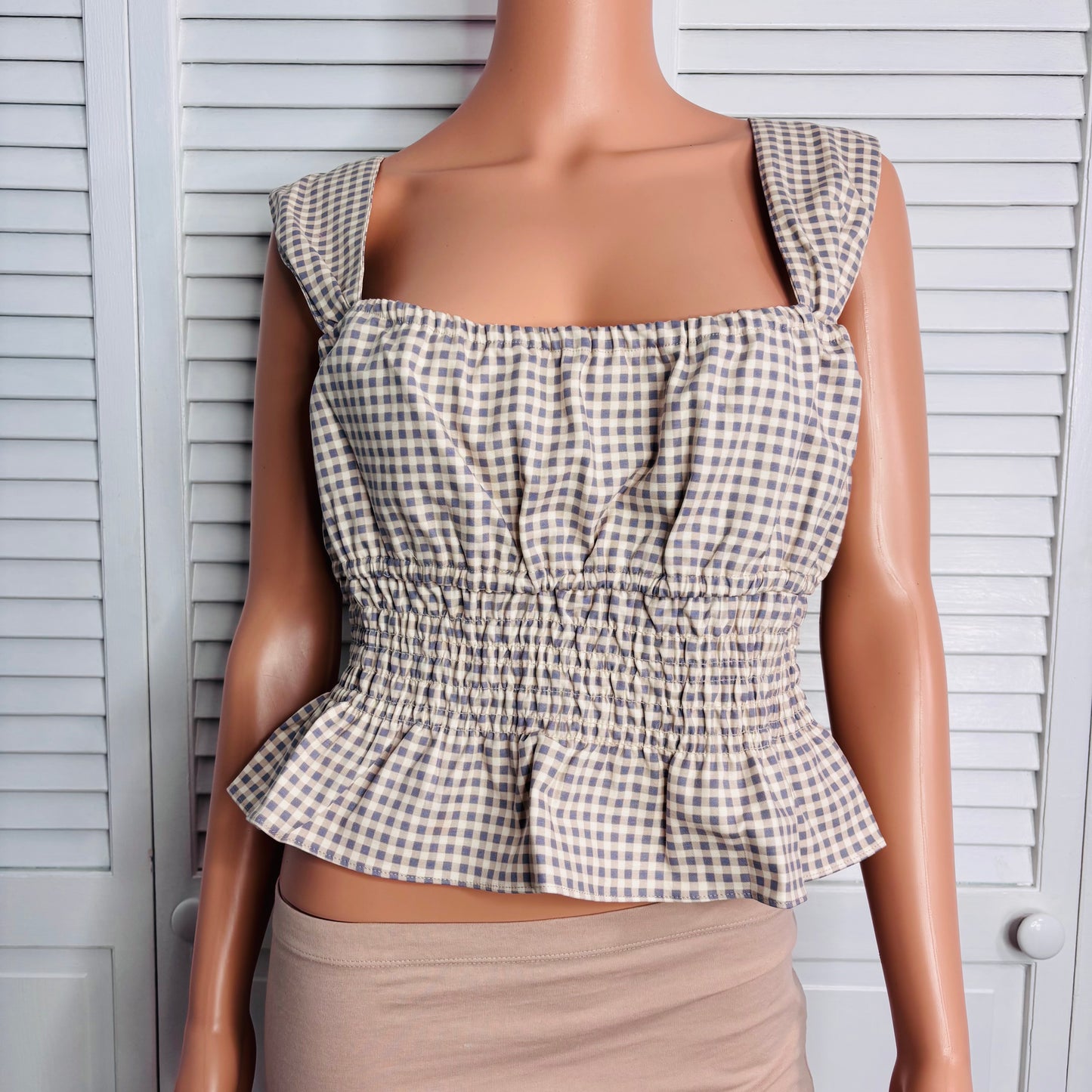 WEWOREWHAT Smocked Gingham Top Size XL