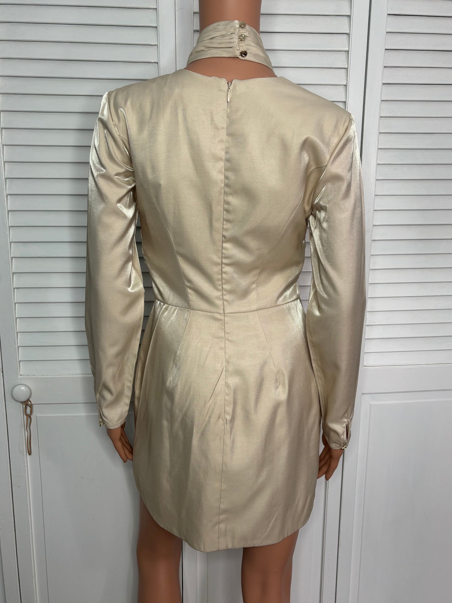 New KEEPSAKE the Label Champagne Emilio Longsleeve Mini Dress Size Small